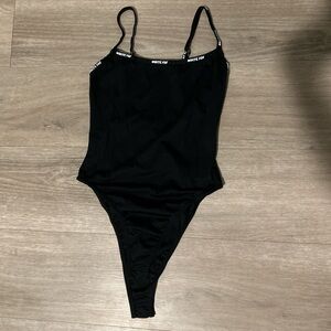 White Fox Black Strappy Bodysuit/One-Piece